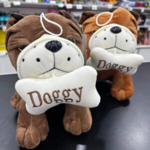 Peluche Perro Bulldog con Hueso