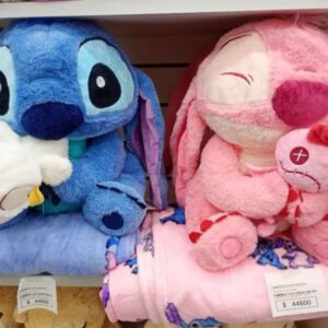 Peluche Stitch y Angel con Manta con Mangas